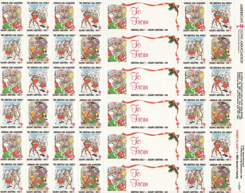 1988- 1x1, 1988 U.S. Christmas Seals Sheet, pm S
