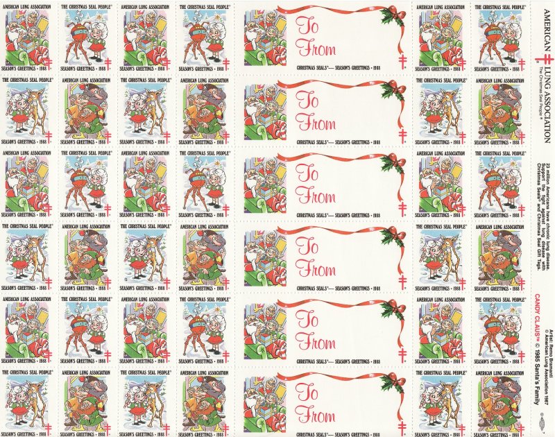 1988- 1x1, 1988 U.S. Christmas Seals Sheet, pm S