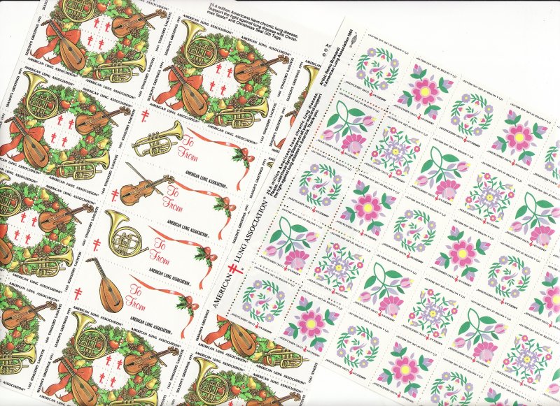 1991 U.S. Christmas Seals & U.S Spring Charity Seals Sheet Collection