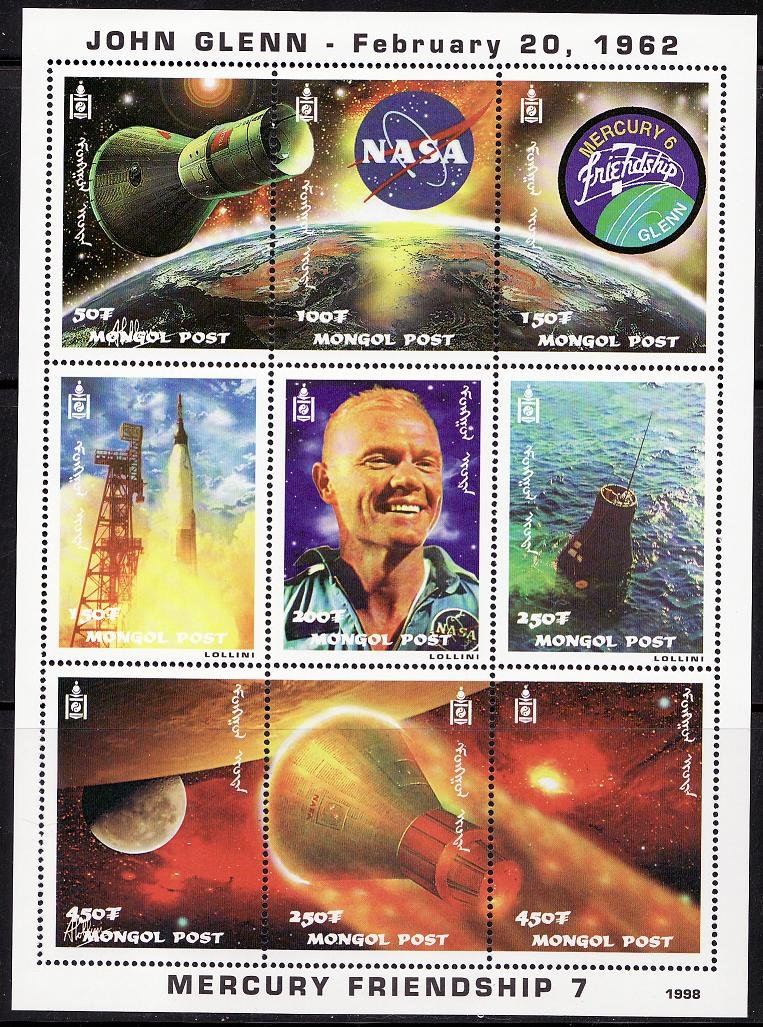 Mongolia 2355-56, Mongolia John Glenn Stamps, S/S, MNH