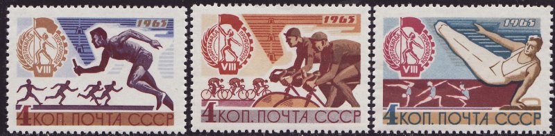 Russia 3075-77, Russia Stamps Trade Union Spartacist Games