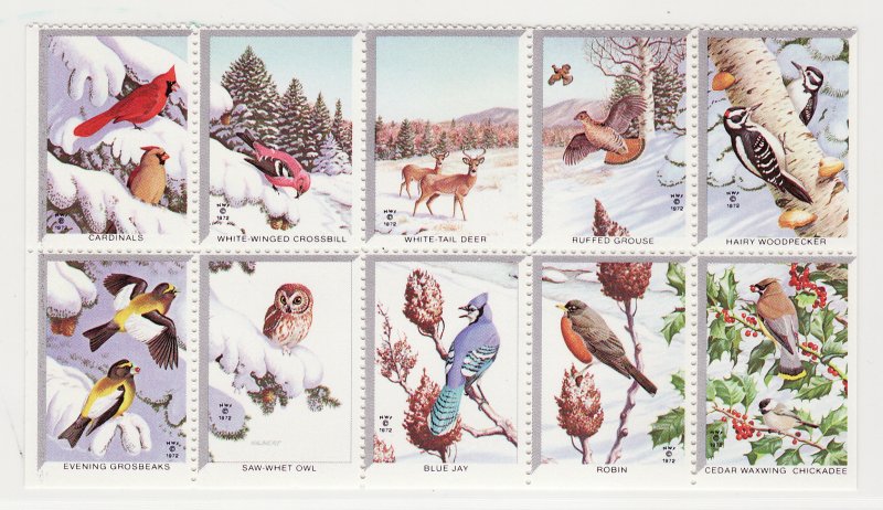 8-255C.17, 1972 National Wildlife Federation Christmas Charity Stamps Pane 