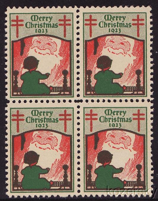 1923-1, WX31, 1923 U.S. Christmas TB Seals, blk/4, VBg, F, MNH