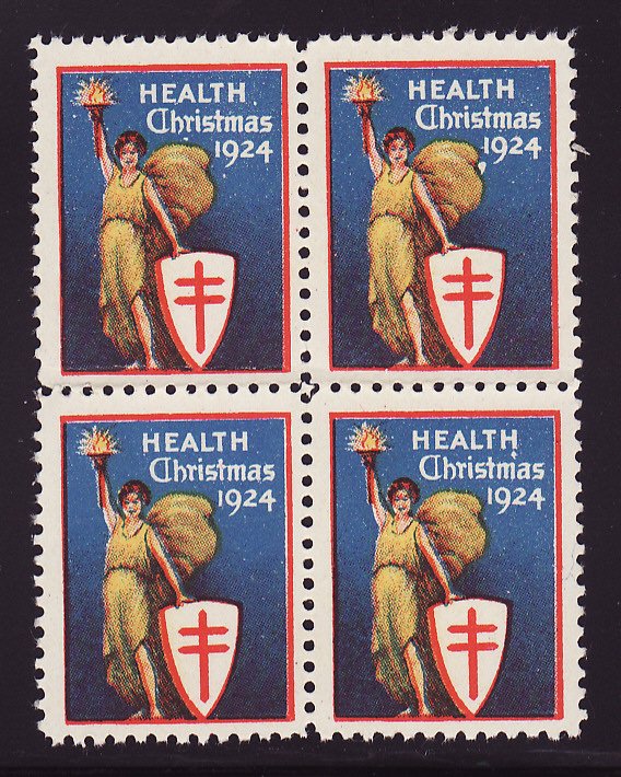 1924, WX32, 1924 U.S. Christmas Seals Block, perf. 12 1/2 