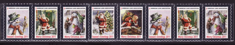 2011-1, 2011 U.S. Christmas Seals, As Required Strip of 8 Designs