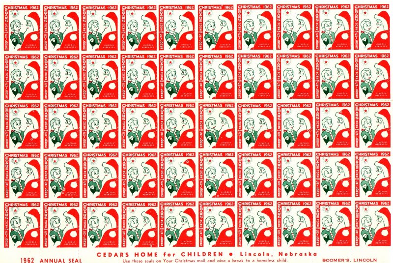 Cedars 10-440.11x, 1962 Cedars Home for Children Charity Seals Sheet 
