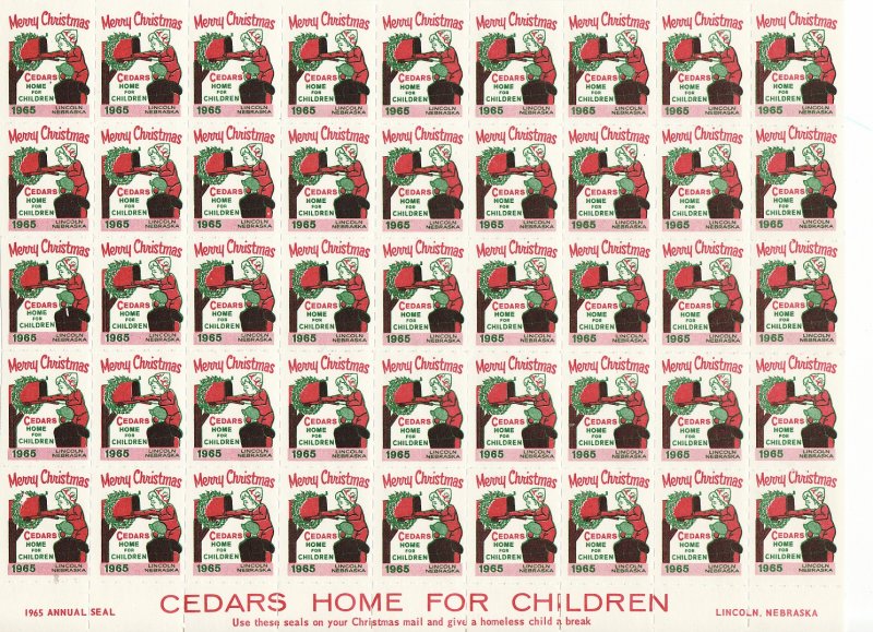 Cedars 10-440.14x, 1965 Cedars Home for Children Charity Seals Sheet 
