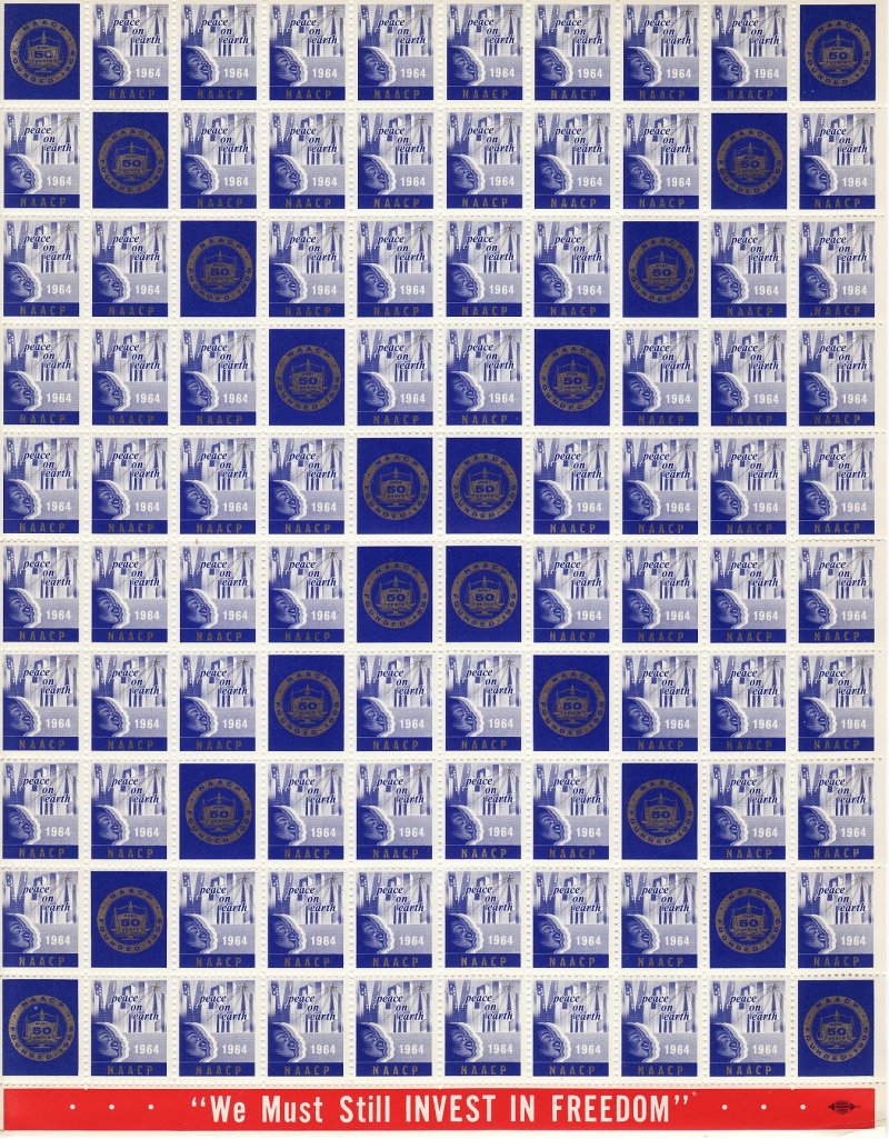 NAACP 7-5620.36x, 1964 NAACP Charity Seals Sheet
