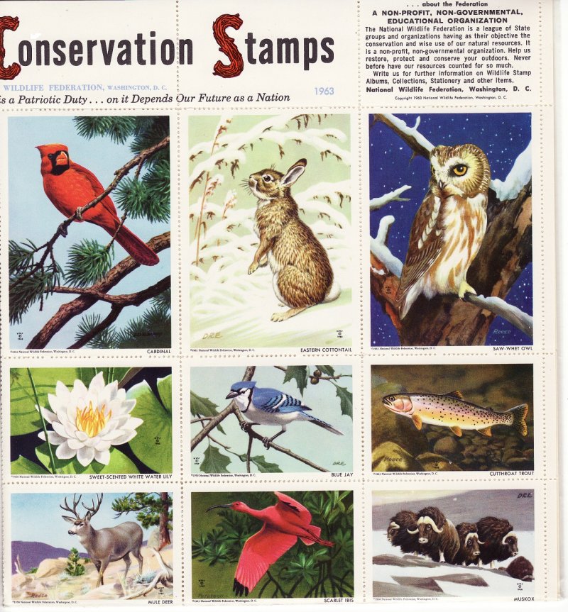 NWF 8-250A.26, 1963 National Wildlife Federation Annual Charity Seals Sheet - top right