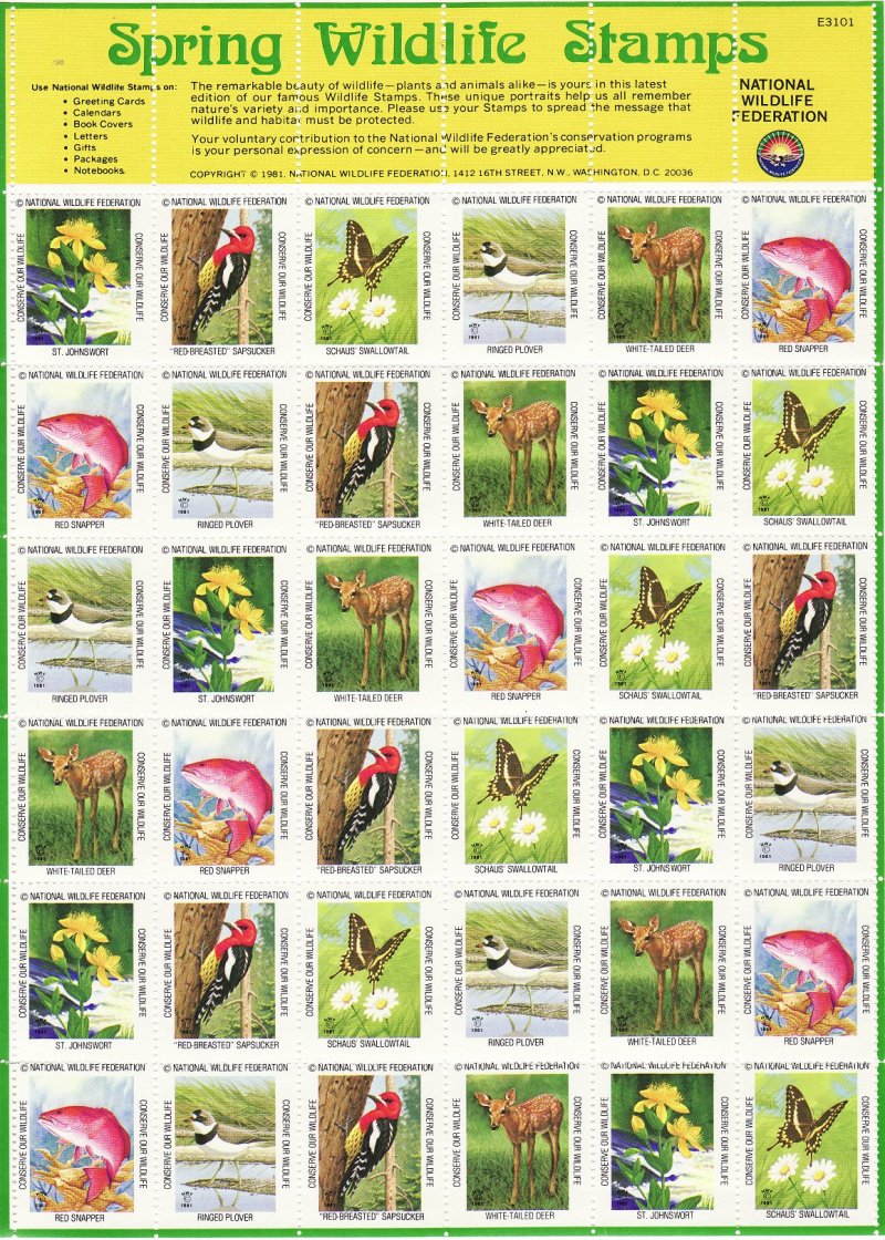 NWF 8-255B.26x, 1981 National Wildlife Federation Spring Charity Stamps 