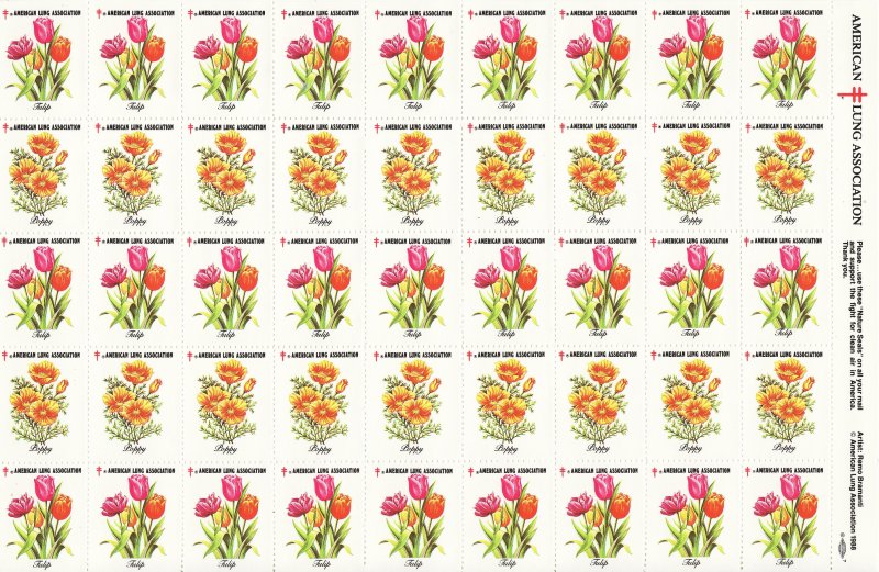 88-S1x2, 1988 ALA Test Design U.S. Spring Charity Seals Sheet