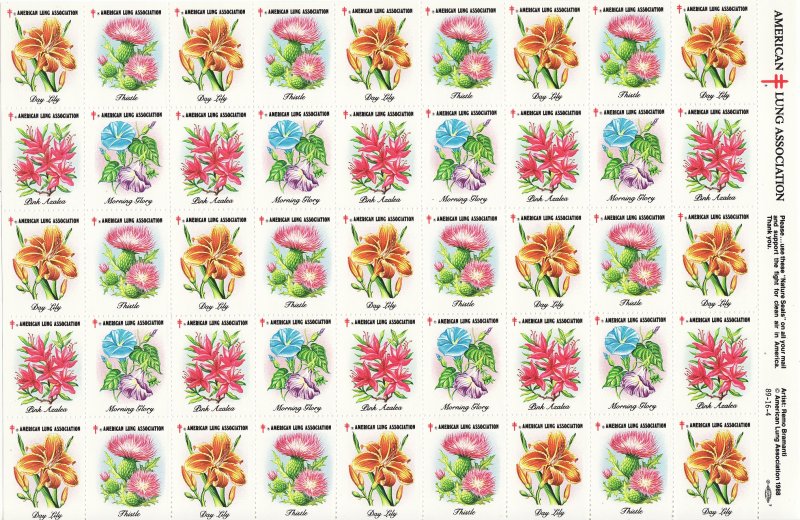 89-ST1x1, 1989 ALA Test Design U.S. Spring Charity Seals Sheet, 89-16-4