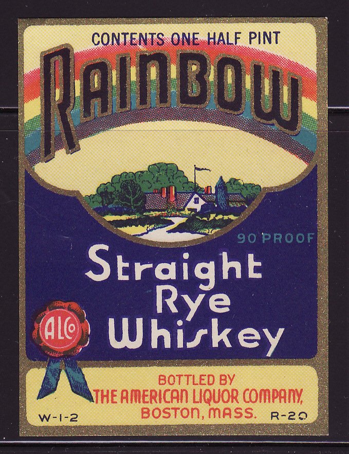 Rainbow Straight Rye Whiskey Label