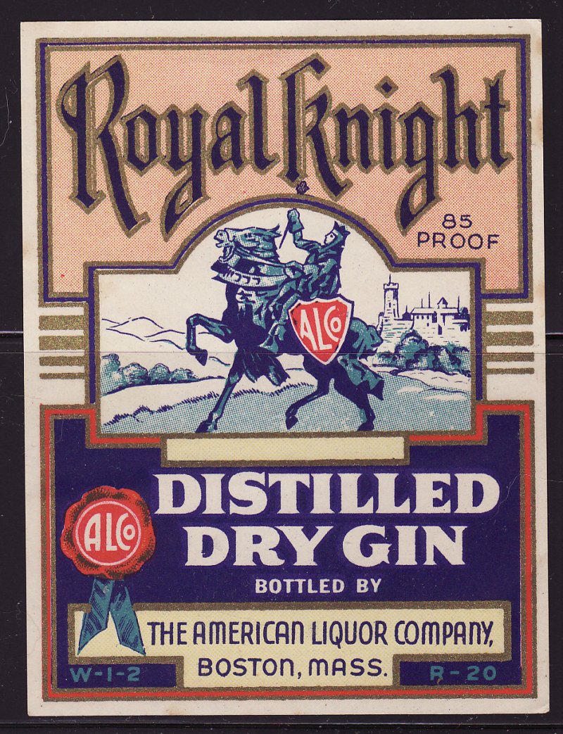 Royal Knight Brand Dry Gin Label