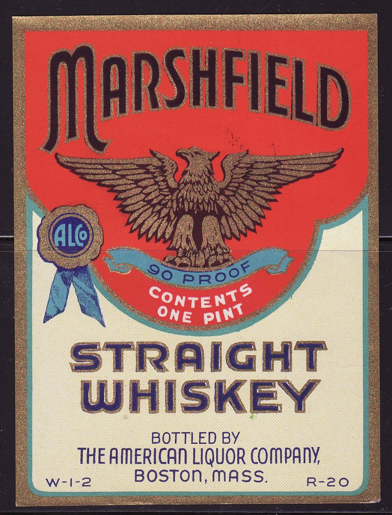 Marshfield Brand Straight Whiskey Label