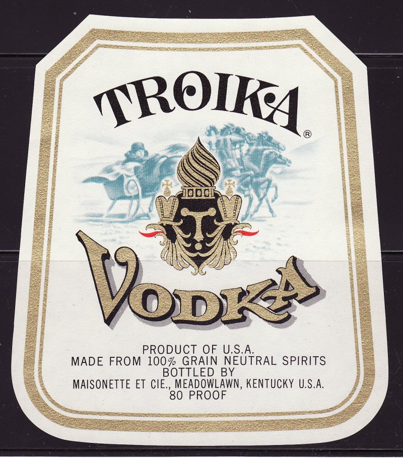 Troika Brand Vodka Label