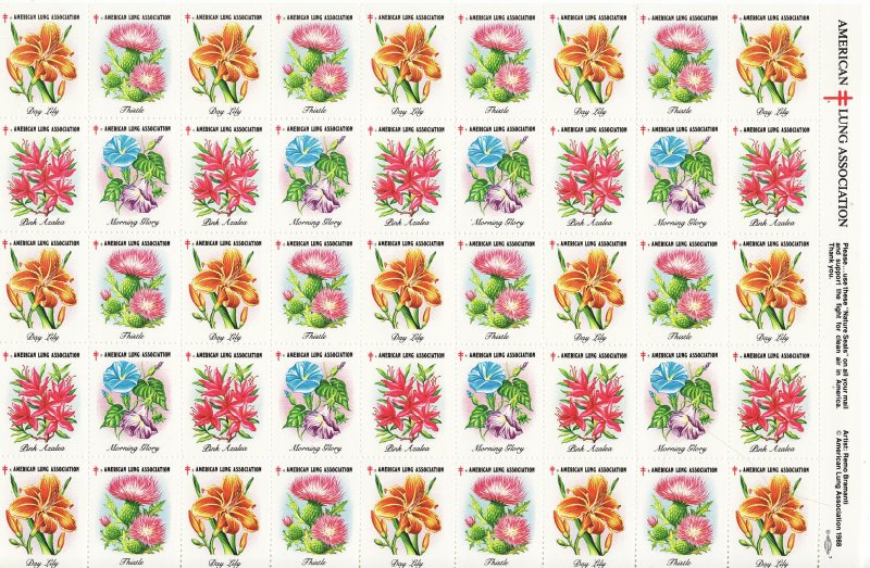 89-ST1x2, 1989 ALA Test Design U.S. Spring Charity Seals Sheet