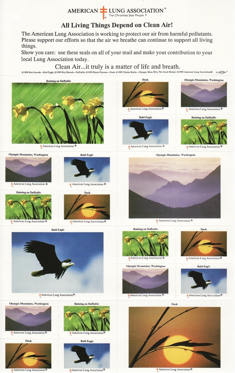 90-ST3x, 1990 ALA Test Design U.S. Spring Charity Seals Sheet