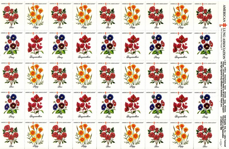 90-ST4x, 1990 ALA Test Design U.S. Spring Charity Seals Sheet