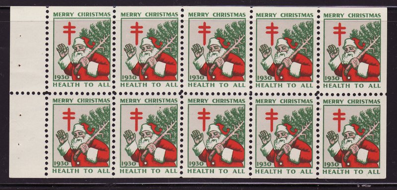  1930-1.4xA, WX55d, 1930 U.S. Christmas Seals Booklet Pane, pos 1
