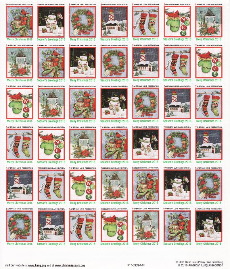 116-1x1, 2016 ALA National Design U.S. Christmas Seal Sheet, R17CSCS-4-01