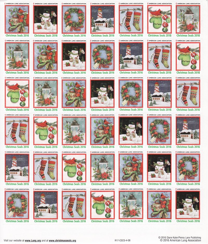   116-1x4, 2016 U.S. National Christmas Seals Sheet, R16-CSCS-4-08
