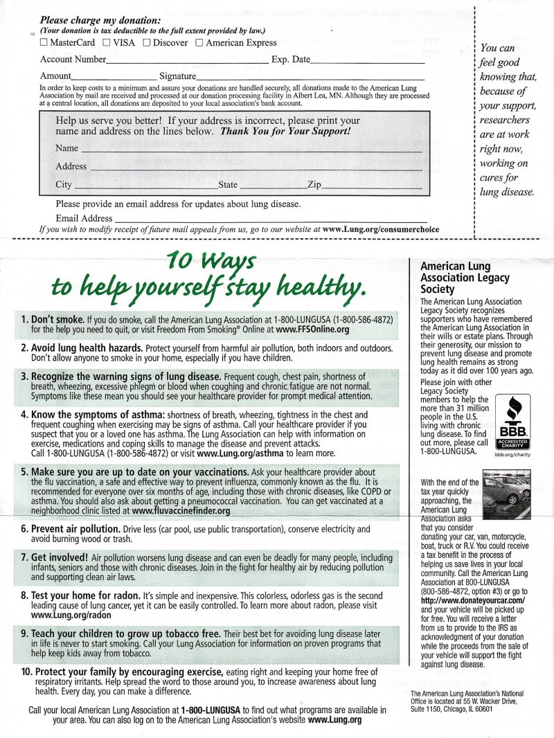 2016 U.S. Christmas Seal Renewal Campaign Letter, Hawaii remittance, reverse of letter