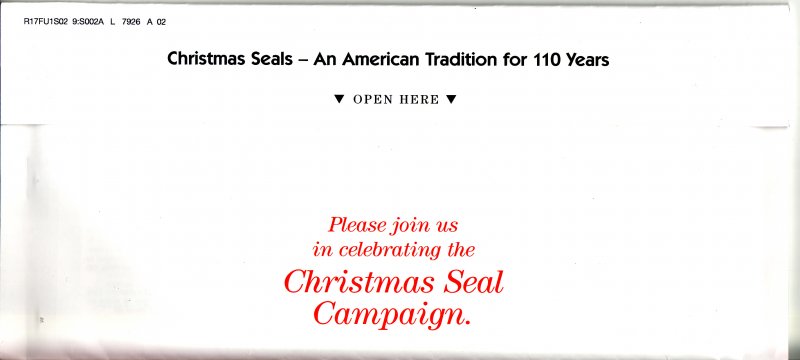 116-1.11env, 2016 ALA U.S. National Design Christmas TB Seal Renewal Campaign, reverse of envelope