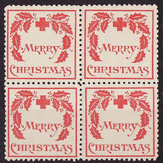   1907-1, WX1, 1907 U.S. Red Cross Christmas Seals, Block, Type 1 