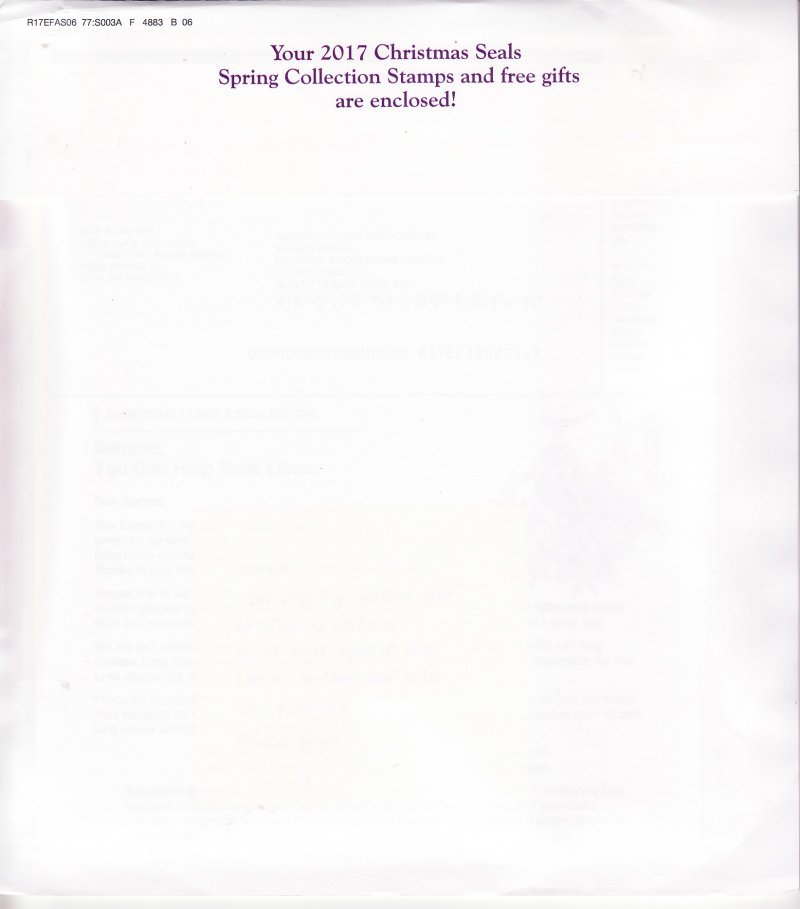 117-S1.3pac, 2017 ALA National Design U.S. Spring Charity Seal Easter Fund Packet, reverse of envelope