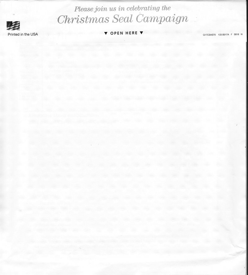 116-1A.1pac, 2016 ALA National Design U.S. Christmas Seal Packet, Oregon Return Address, reverse of envelope