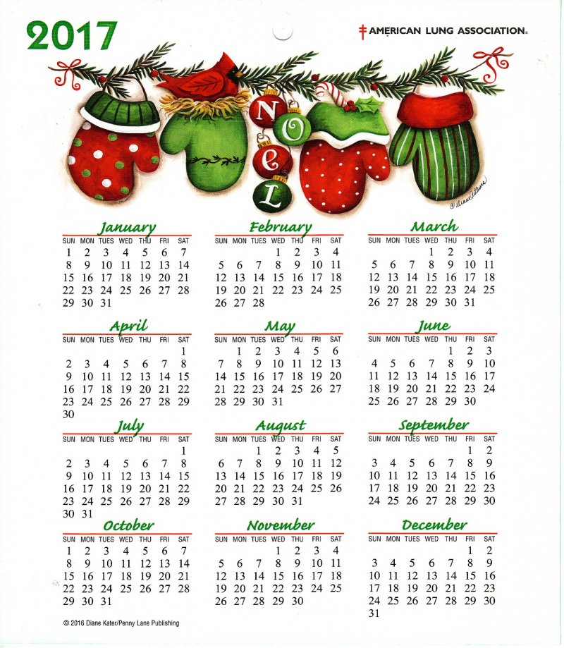 CL116-1, 2017 ALA Christmas Seals Themed Calendar, R17-Cal-01