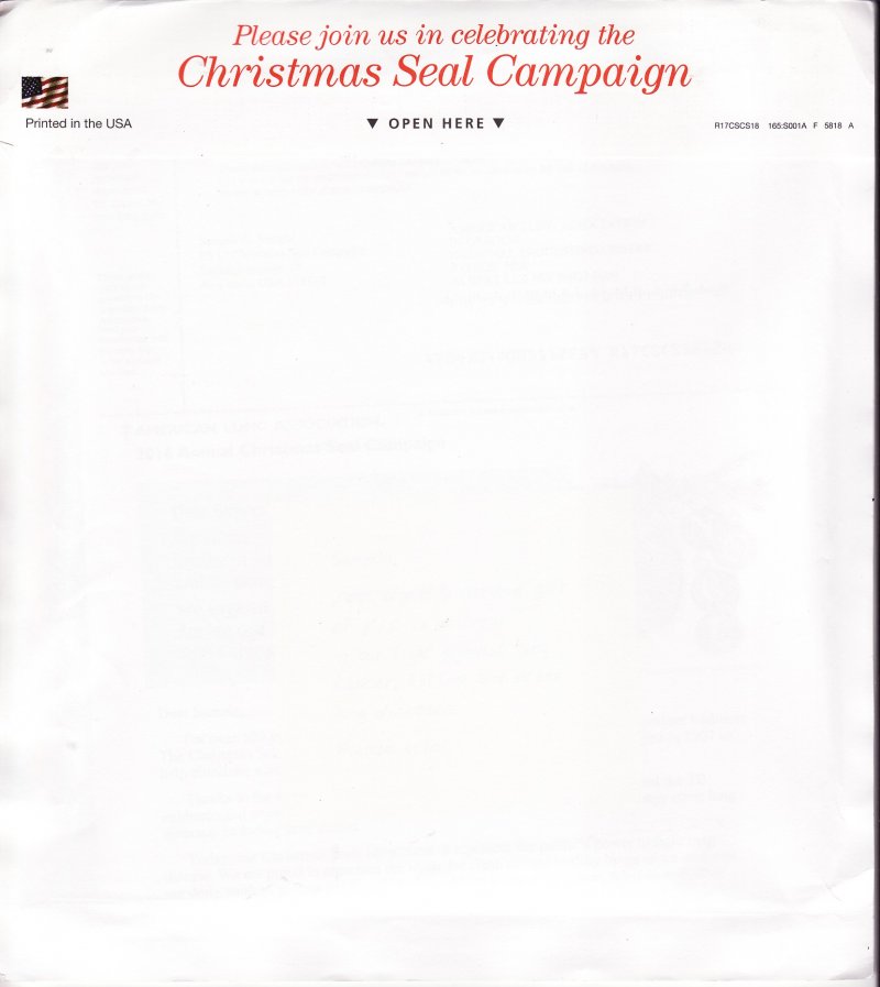 116-1.1pac, 2016 ALA U.S. National Design Christmas TB Seal Packet, reverse of envelope