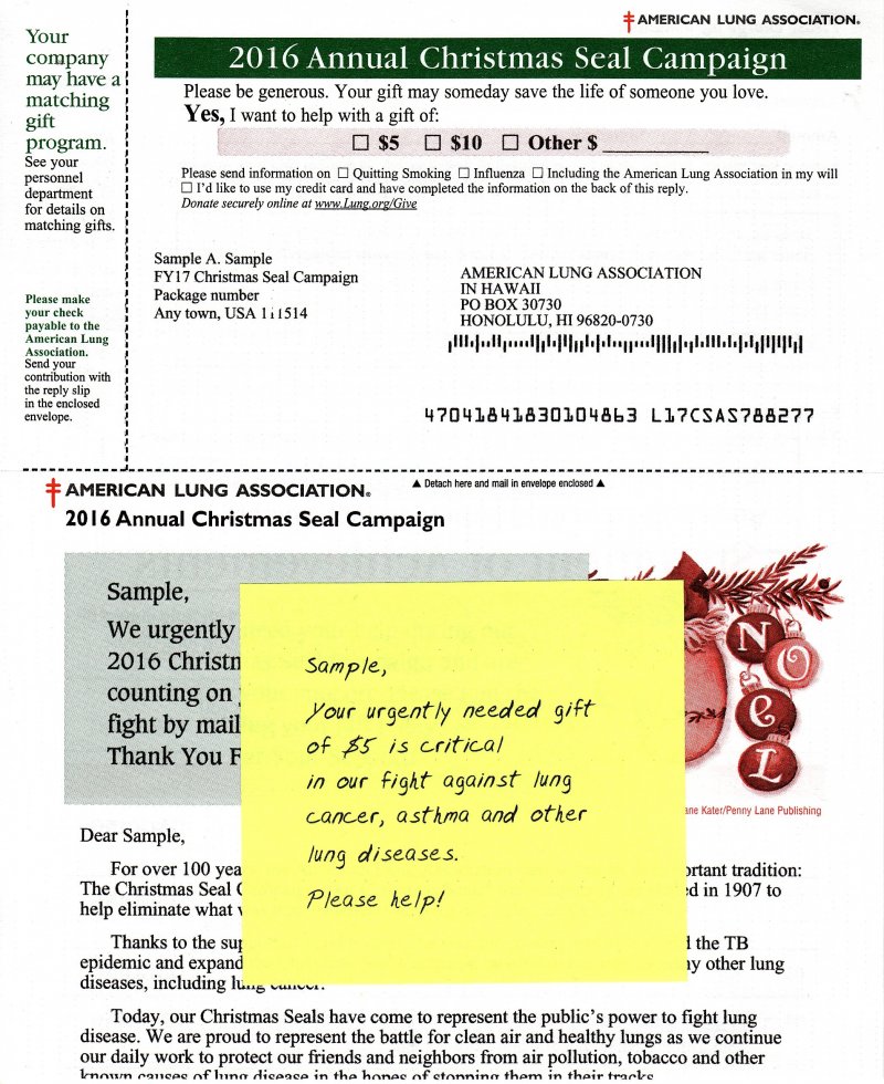 2016 ALA Annual Christmas Seal Campaign Letter