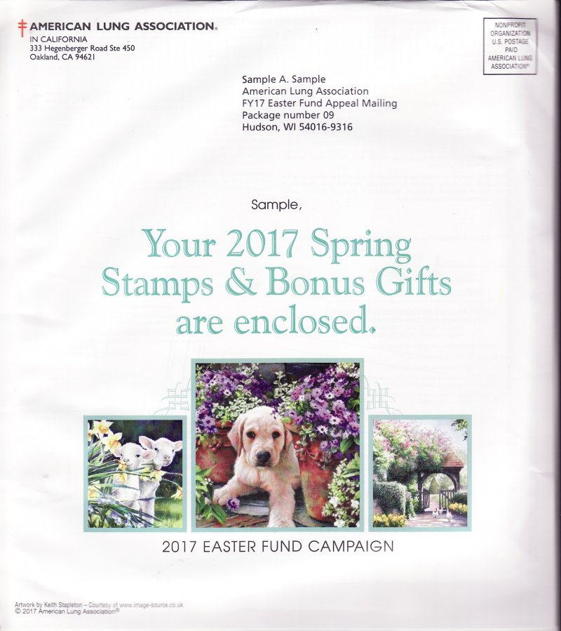 117-ST3.3pac, 2017 ALA Test Design U.S. Spring Charity Seal Easter Fund Packet