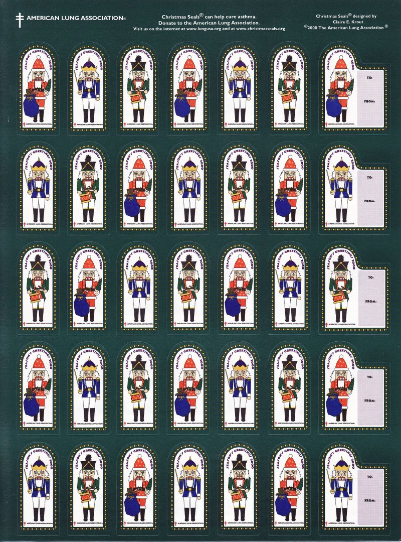 2000-T12xA, 2000 ALA Test Design U.S. Christmas Seal Sheet, Nutcracker