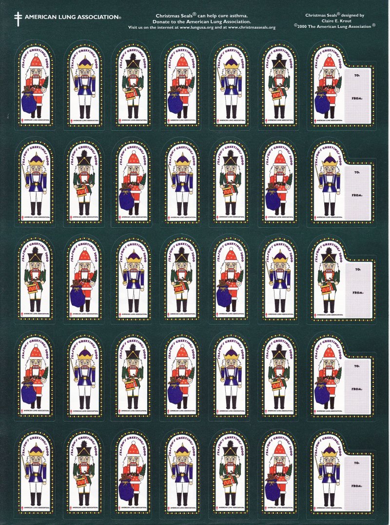 2000-T12xB, 2000 ALA Test Design U.S. Christmas Seal Sheet, Nutcracker