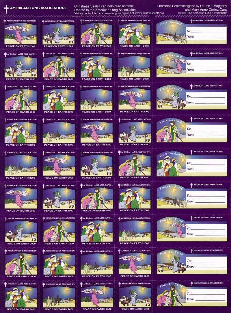 2000-T11xA, 2000 ALA Test Design U.S. Christmas Seal Sheet