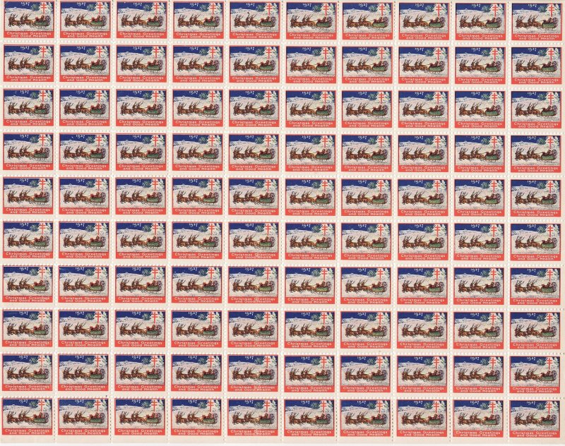 1927-1.1x, WX39, 1927 U.S. National Christmas Seals Sheet, Smooth Gum  