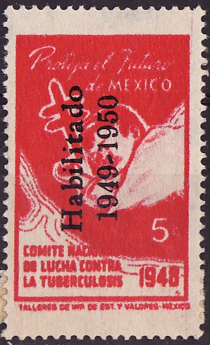  Mexico 7.2, 1949 Mexico TB Charity Seal, Type 2