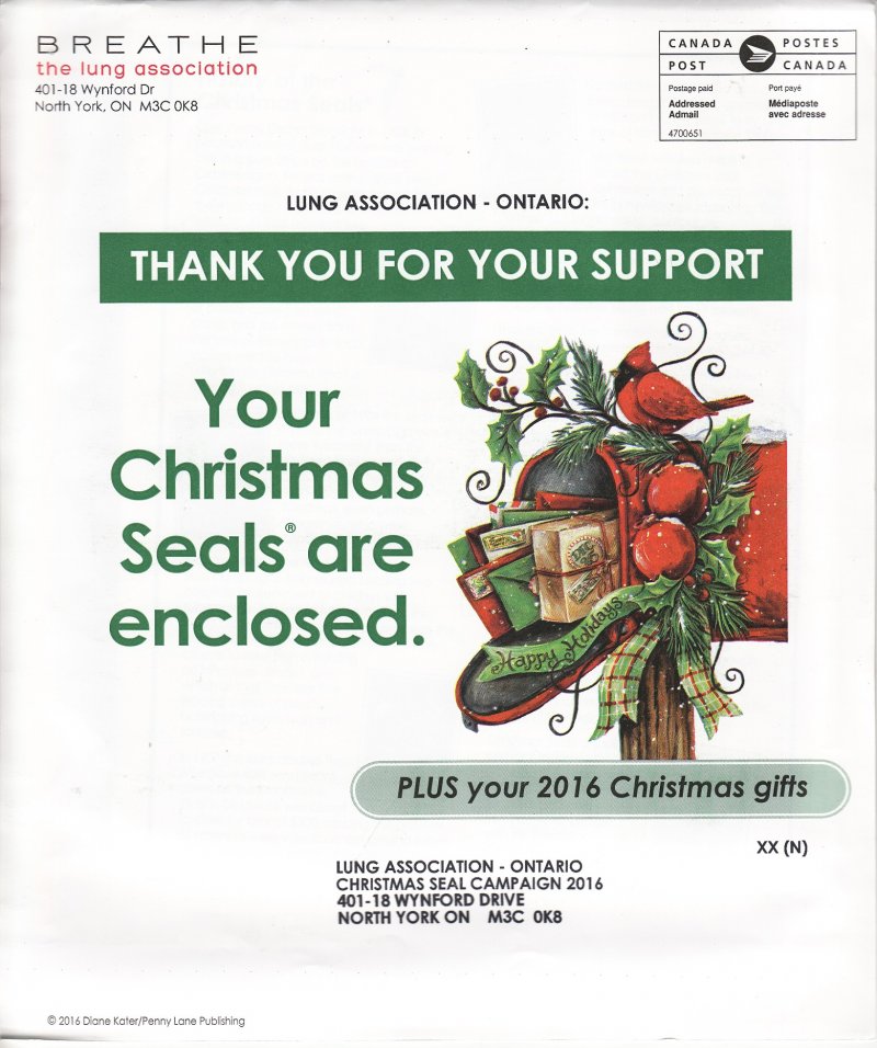 2016 CLA Canada National Christmas Seal Campaign Packet, CS16-1506C