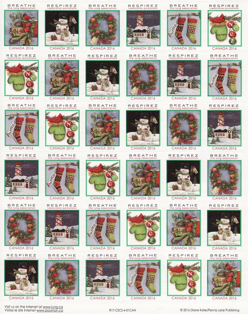 2016 Canada Christmas Seals Sheet, R17-CSCS-4-01CAN