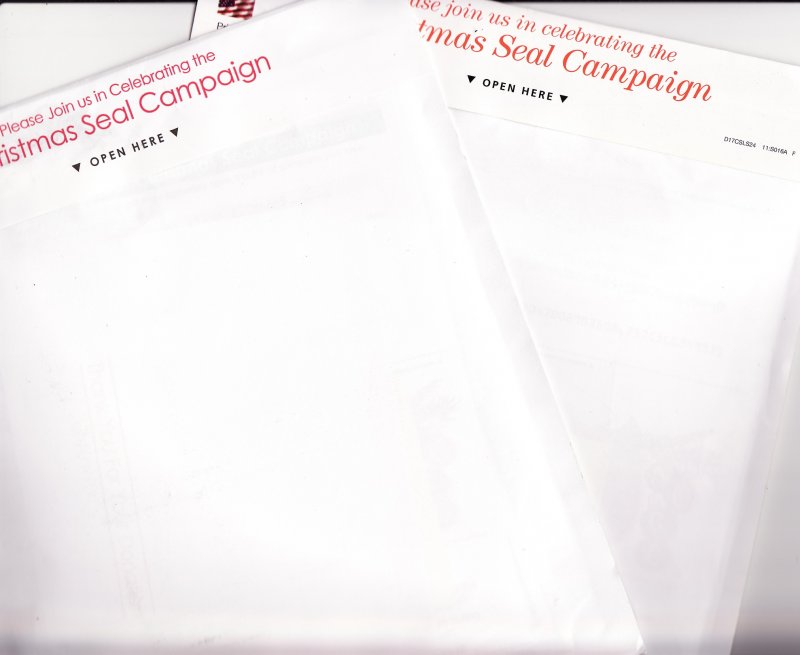 2016 U.S. & Canada Look-A-Like National Christmas Seal Campaign Pack Collection, reverse of envelopes