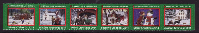 2014-1, 2014 U.S. Christmas Seals, As Required Strip of 6 Designs