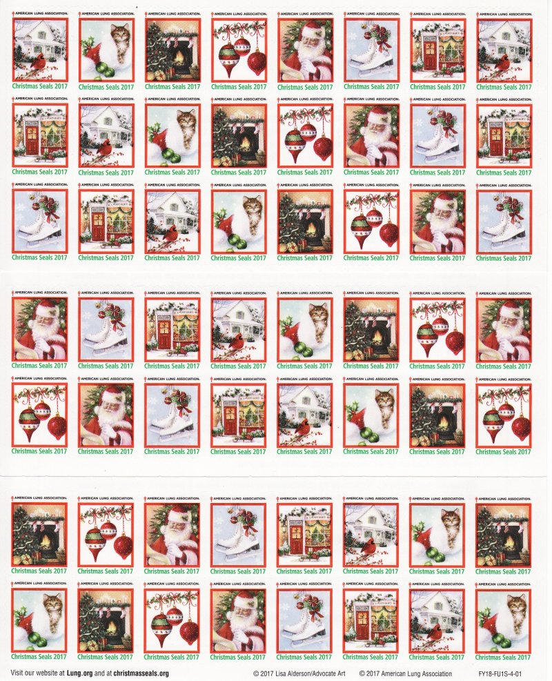   117-1x2, WX376,  2017 U.S. National Christmas Seals Sheet, R18-FU1S-4-01 