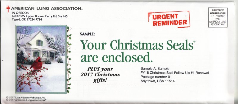      117-1.1env, 2017 ALA National Design U.S. Christmas Seal Renewal Campaign 