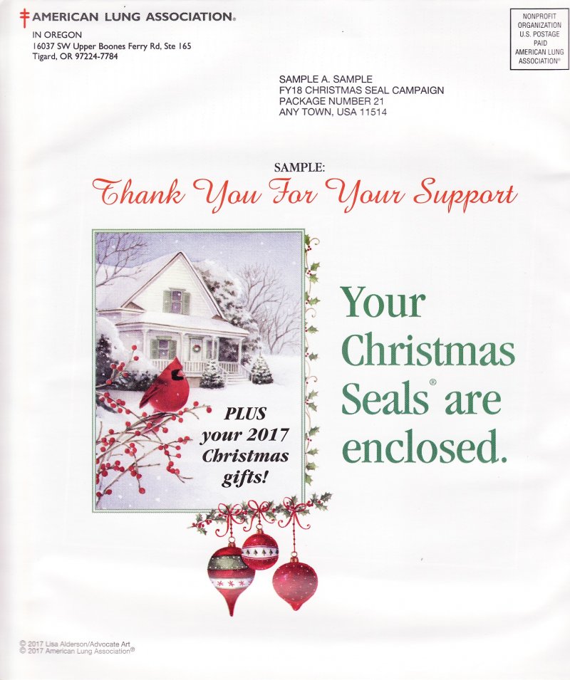 117-1.1pac, 2017 ALA U.S. National Christmas Seal Campaign Packet