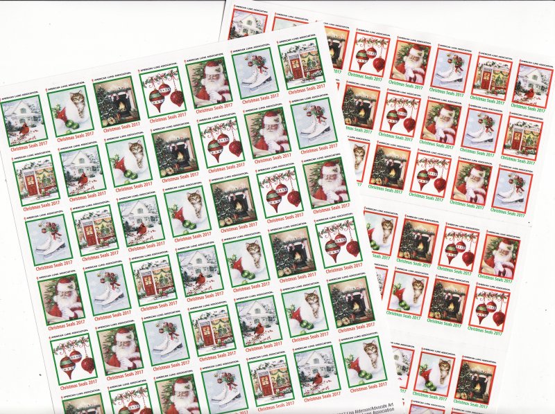    2017 ALA National Design U.S. Christmas Seals Sheet Collection  