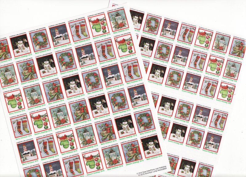    2016 ALA National Design U.S. Christmas Seals Sheet Collection