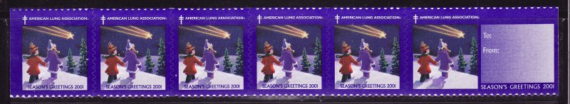 2001-2xB, 2001 U.S. Christmas Seals, As Required, Strip of 8